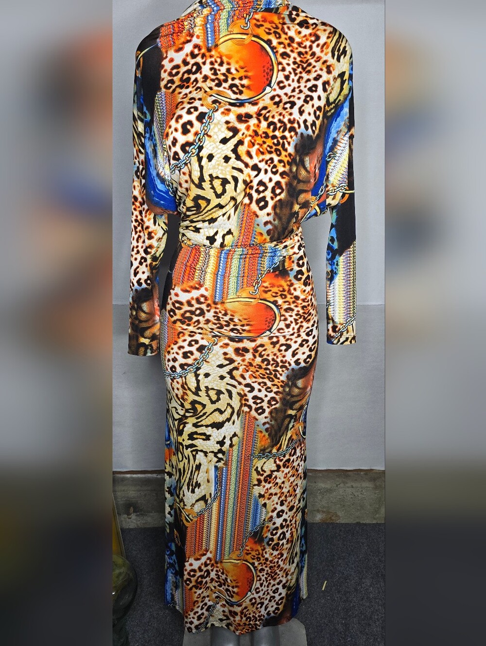 Va Va Voom Stretchy Dress Long Sleeve Cheetah Print Size Small